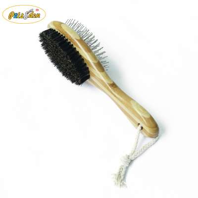 Bamboo Pet Dog Grooming Brushes pin and blistle Pet hair comb cleaning brush