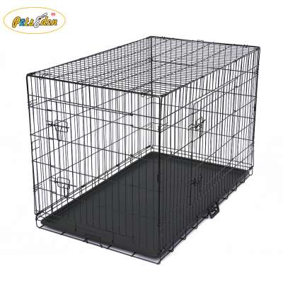 20" Folding Metal Dog Crate w/ Divider Panel, Floor Protecting "Roller" Feet & Leak-Proof Plastic Tray; 20L x 12W x 14H Inches